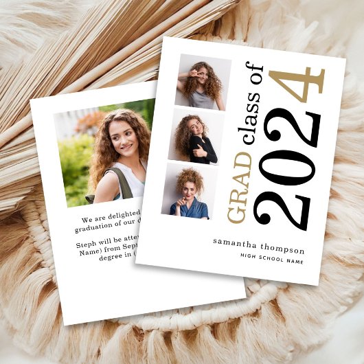 Papier Budget 4 photo Black Gold 2025 Graduation Annonce