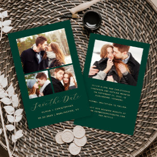 Papier Budget 4-Photo Collage Vert Save the Date