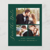 Papier Budget 4-Photo Émeraude Vert Or Faire-Part de Rése (Devant)