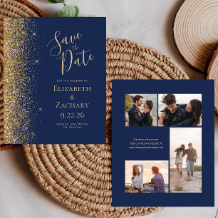 Papier Budget 4 Photo Gold Glitter Navy Enregistrer la Da