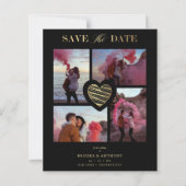 Papier Budget 4 Photos Black Collage Mariage Gold Heart (Devant)