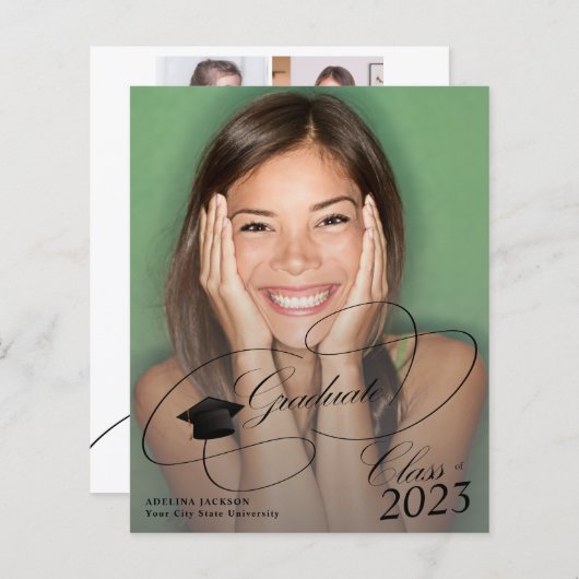 Papier Budget 4 photos faire-part de graduation de script (Devant / Derrière)