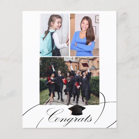 Papier Budget 4 photos faire-part de graduation de script (Dos)