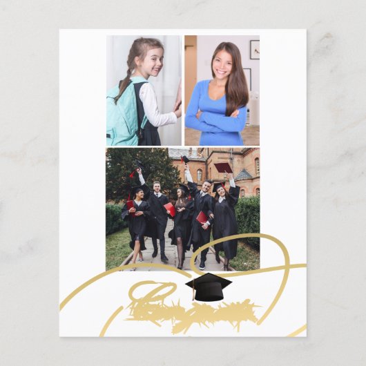 Papier Budget 4 photos faire-part de graduation de script (Dos)