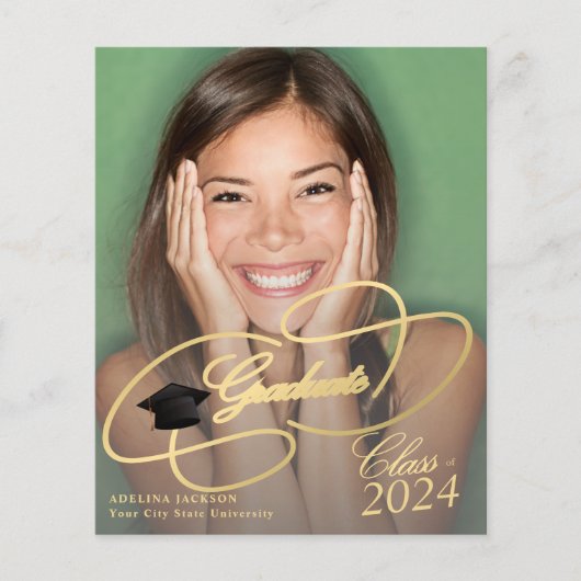 Papier Budget 4 photos faire-part de graduation de script (Devant)