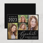 Papier Budget 4 Photos Script Graduation Faire-part (Devant / Derrière)