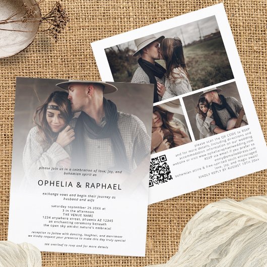 Papier Budget 4 Photos superposer le code QR Mariage bohè