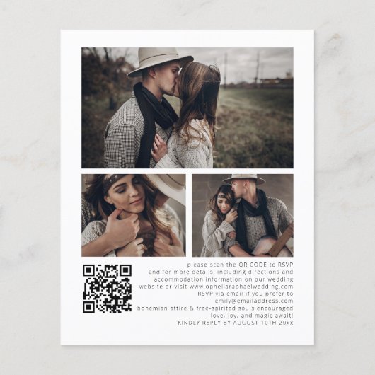 Papier Budget 4 Photos superposer le code QR Mariage bohè (Dos)