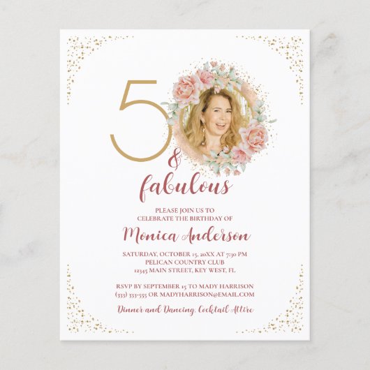 Papier Budget 50 et fabuleux 50e anniversaire Parties sci (Devant)