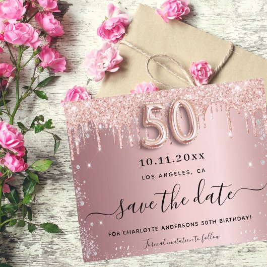Papier Budget 50e anniversaire blush argent enregistrer l