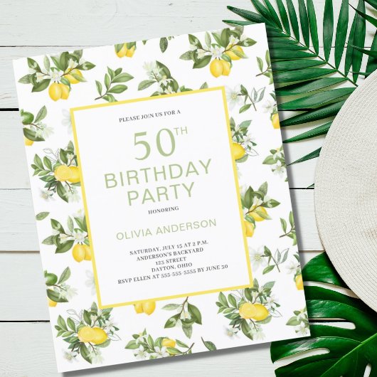 Papier Budget 50e anniversaire Citron Citrus Invitation