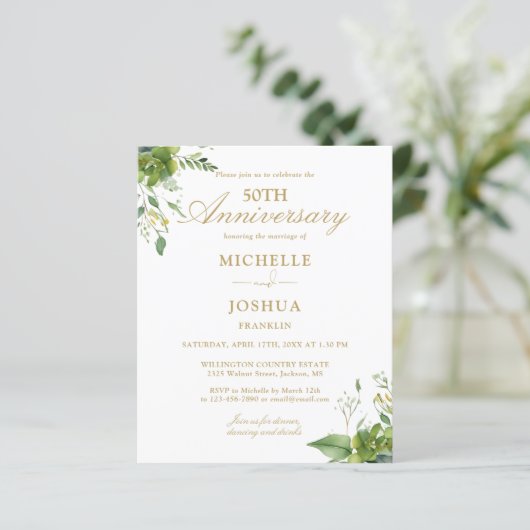 Papier Budget 50e anniversaire de verdure Monogramme Invi (Debout devant)