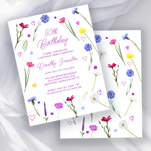 Papier BUDGET 50e anniversaire Fleur sauvage Invitation