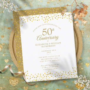 Papier Budget 50e Anniversaire Golden Hearts Invitation