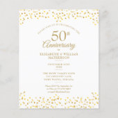 Papier Budget 50e Anniversaire Golden Hearts Invitation (Devant)