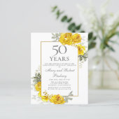 Papier Budget 50e anniversaire Invitation florale jaune (Debout devant)
