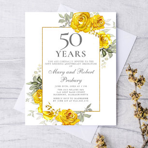Papier Budget 50e anniversaire Invitation florale jaune