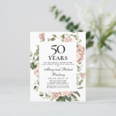 Papier Budget 50e anniversaire Invitation florale rose (Debout devant)