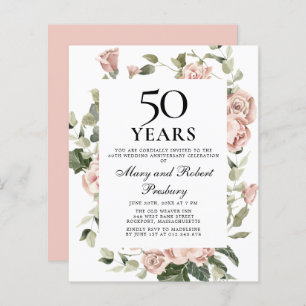 Papier Budget 50e anniversaire Invitation florale rose