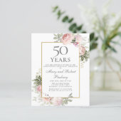 Papier Budget 50e anniversaire Invitation florale rose (Debout devant)