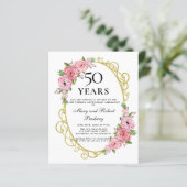Papier Budget 50e anniversaire Invitation florale rose (Debout devant)