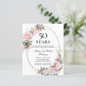 Papier Budget 50e anniversaire Invitation florale rose (Debout devant)