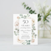 Papier Budget 50e anniversaire Invitation Flore blanche (Debout devant)