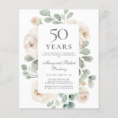 Papier Budget 50e anniversaire Invitation Flore blanche (Devant)
