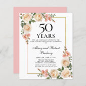 Papier Budget 50e anniversaire Invitation Rose ivoire Flo (Devant / Derrière)