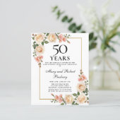 Papier Budget 50e anniversaire Invitation Rose ivoire Flo (Debout devant)