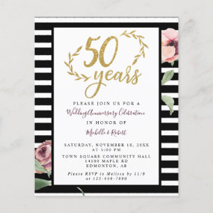 Papier Budget 50e anniversaire Mariage Parties scintillan