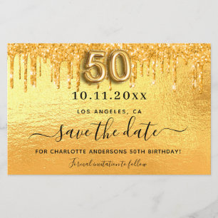 Papier Budget 50e anniversaire parties scintillant or enr