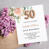 Papier Budget 50e anniversaire rose or eucalyptus floral
