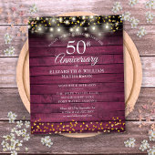 Papier Budget 50e anniversaire Rustic Gold Hearts Invitat