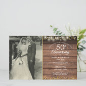 Papier Budget 50e anniversaire Rustic Photo Invitation (Debout devant)