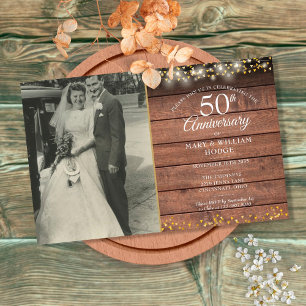 Papier Budget 50e anniversaire Rustic Photo Invitation