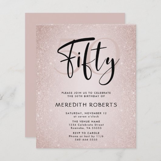 Papier Budget 50e anniversaire Script moderne Anniversair (Devant / Derrière)