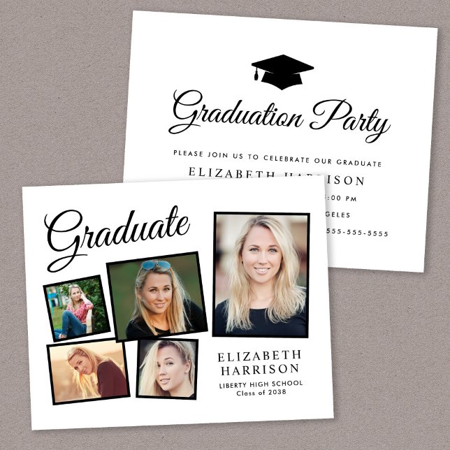 Papier Budget 5 - Invitation de la fête de graduation pho (A personalized photo graduation party invitation to celebrate the graduate's achievements)