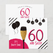 Papier Budget 60 Sassy Artsy Pink Black Gold Invitation (Devant / Derrière)
