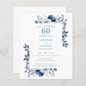Papier Budget 60e anniversaire du Mariage Invitation flor (Devant / Derrière)
