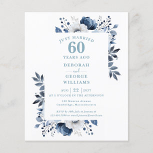 Papier Budget 60e anniversaire du Mariage Invitation flor