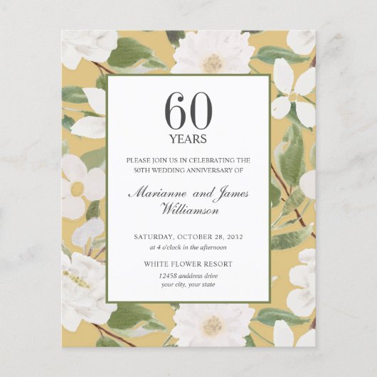 Papier Budget 60e anniversaire Fleurs blanches jaune (Devant)