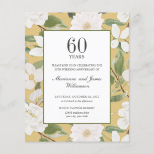 Papier Budget 60e anniversaire Fleurs blanches jaune