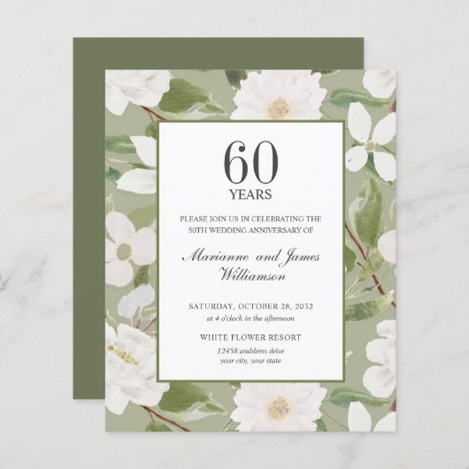 Papier Budget 60e anniversaire Fleurs blanches vert (Devant / Derrière)
