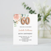 Papier Budget 60e anniversaire floral rose d'or eucalyptu (Debout devant)