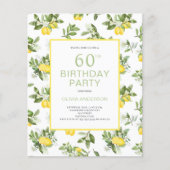 Papier Budget 60e anniversaire Invitation Citron Citrus (Devant)