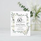 Papier Budget 60e anniversaire Invitation florale blanche (Debout devant)
