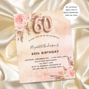 Papier Budget 60e anniversaire pampas herbe invitation ro