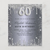 Papier Budget 60e anniversaire parties scintillant argent (Devant)
