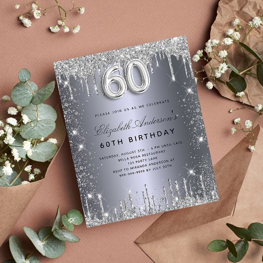 Papier Budget 60e anniversaire parties scintillant argent